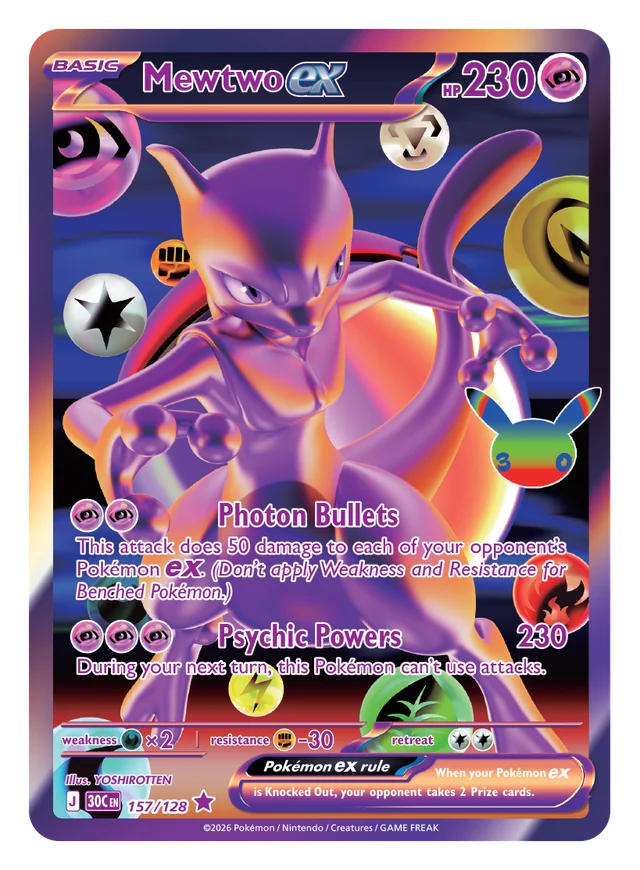 Mewtwo ex fra Pokémon TCG 30th Celebration